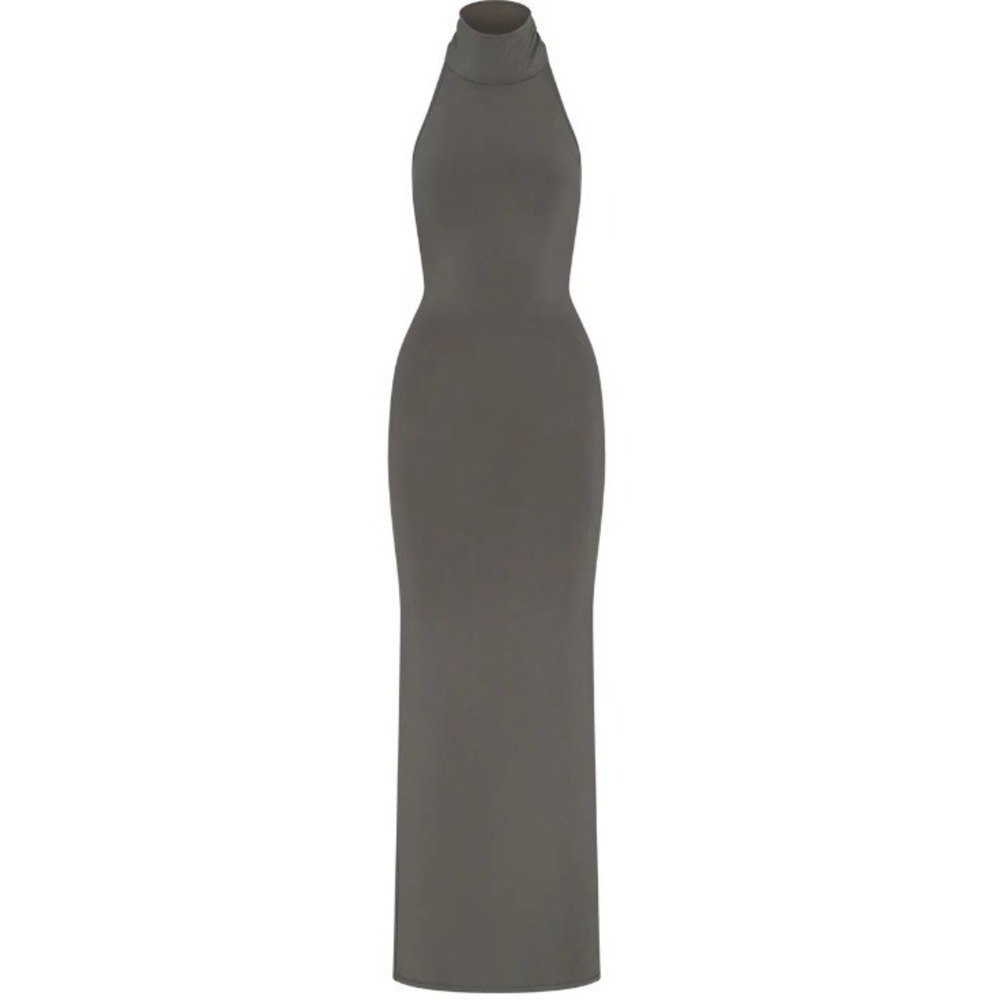 Skims Smooth Low Back Halter Dress AP-DRS-2042 Gun Metal 4X